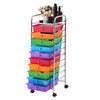 VEVOR Rolling Cart with Drawers, 10 Drawer Storage Organizer, Mobile Utility Cart with Steel Frame, Universal Casters & 2 Brakes, Great for Office, Classroom, Craft Tools, Garage, Studio, Rainbow