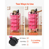 VEVOR Rolling Cart with Drawers, 4 Drawer Storage Organizer, Mobile Utility Cart with Steel Frame, Universal Casters & 2 Brakes, for Office, Classroom, Craft Tools, Garage, Cleaning Supplies, Rose Red