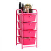 VEVOR Rolling Cart with Drawers, 4 Drawer Storage Organizer, Mobile Utility Cart with Steel Frame, Universal Casters & 2 Brakes, for Office, Classroom, Craft Tools, Garage, Cleaning Supplies, Rose Red