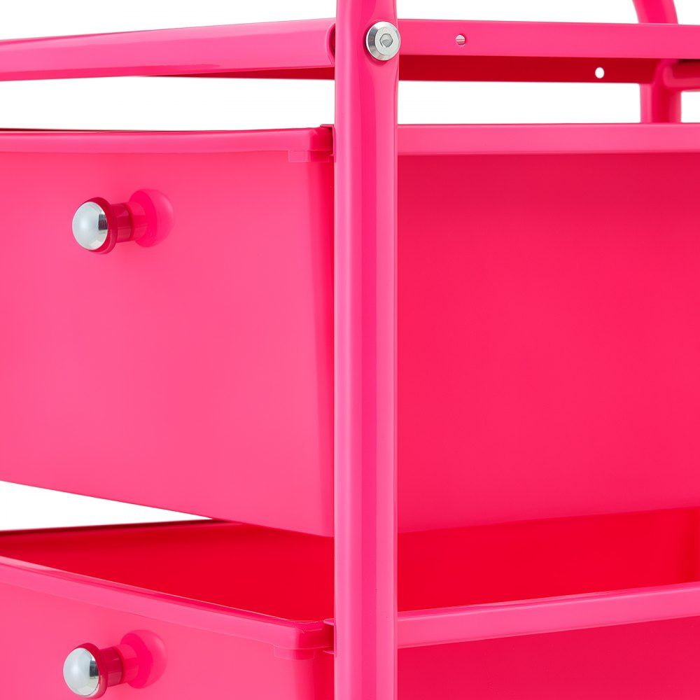 VEVOR Rolling Cart with Drawers, 4 Drawer Storage Organizer, Mobile Utility Cart with Steel Frame, Universal Casters & 2 Brakes, for Office, Classroom, Craft Tools, Garage, Cleaning Supplies, Rose Red