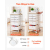 VEVOR Rolling Cart with Drawers, 5 Drawer Storage Organizer, Mobile Utility Cart with Wood Top, Steel Frame, Universal Casters & 2 Brakes, for Office, Classroom, Craft Supplies, Bedroom, Makeup, White
