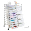 VEVOR Rolling Cart with Drawers, Double Row 15 Drawer Storage Organizer, Mobile Utility Cart with Chrome Steel Frame, Universal Casters & 2 Brakes, for Office, Classroom, Craft Room, Studio, Garage