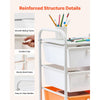 VEVOR Rolling Cart with Drawers, Double Row 15 Drawer Storage Organizer, Mobile Utility Cart, Steel Frame, Universal Casters & 2 Brakes, for Office, Classroom, Craft Room, Studio, Garage, Gradient Red