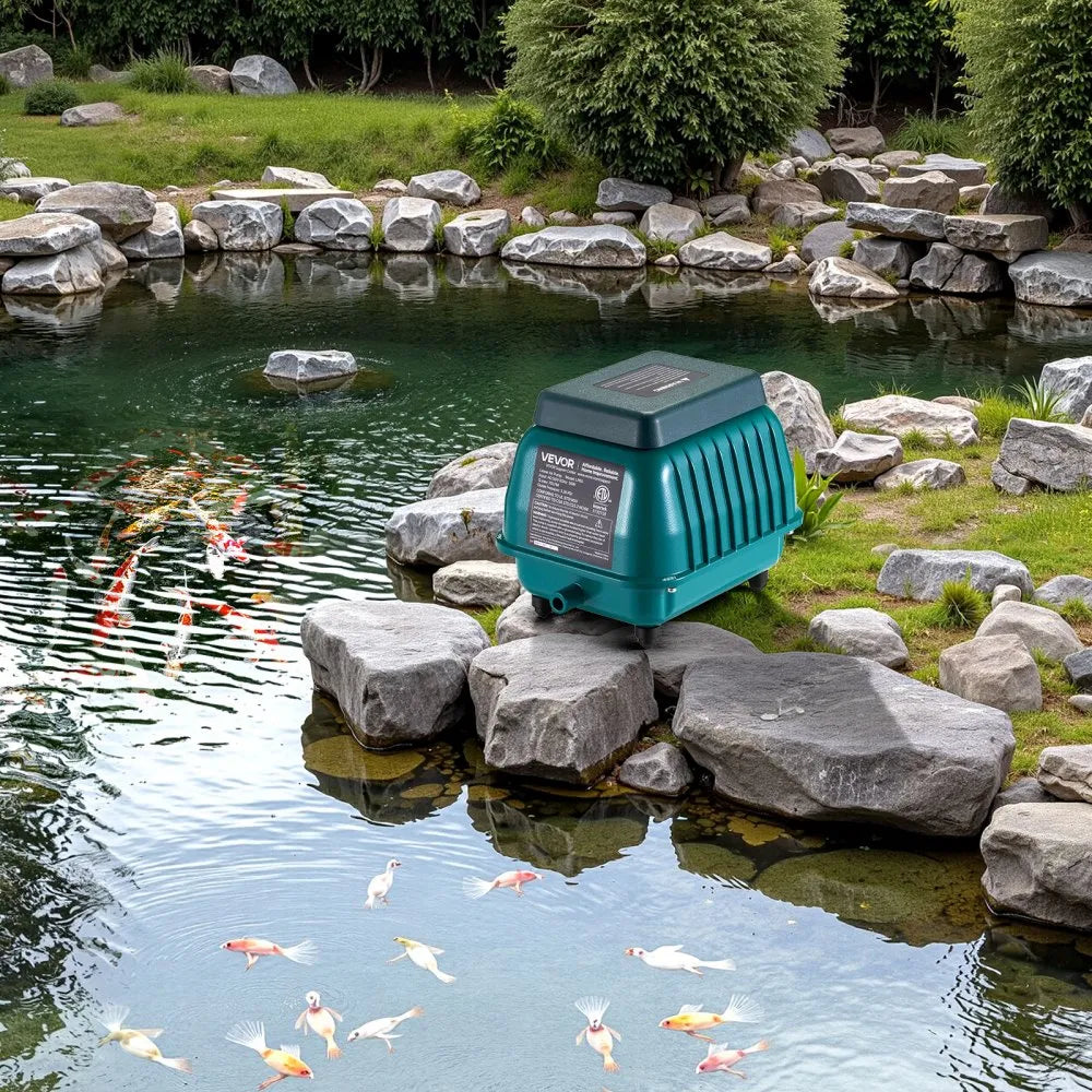 VEVOR Linear Air Pump, 1110 GPH Air Flow, Septic Aerator Pump, Aeration System for 10 ft Deep Ponds, Fit for Septic Tanks, Aquariums, Waste Treatment, Seafood Restaurants, Fish Farms, Hydroponics