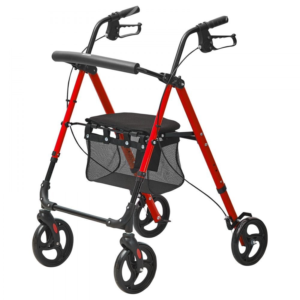 VEVOR Rollator Walker for Seniors and Adult, Lightweight Aluminum Foldable Rolling Walker with Adjustable Seat and Handle, Outdoor Mobility Rollator Walker with 8" All Terrain Wheels, 300LBS Capacity