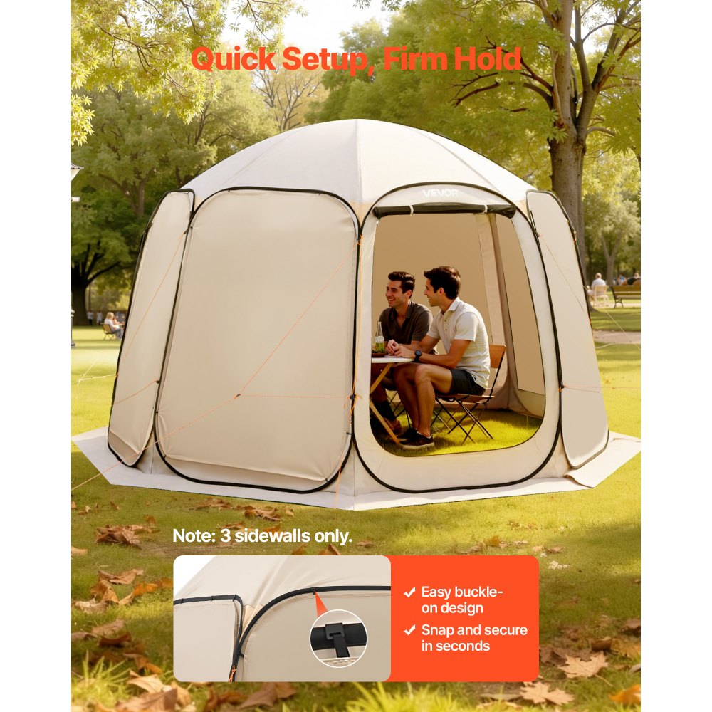 VEVOR Sun Shade Sail Canopy Covers, Fit for 12 x 11 ft Screen House Tent, Sun Protection, 5.51 x 4.59 ft 300D Oxford Silver-Coated Fabric, Pack of 3 (Not Include Tent), for Outdoor Activities, Beige