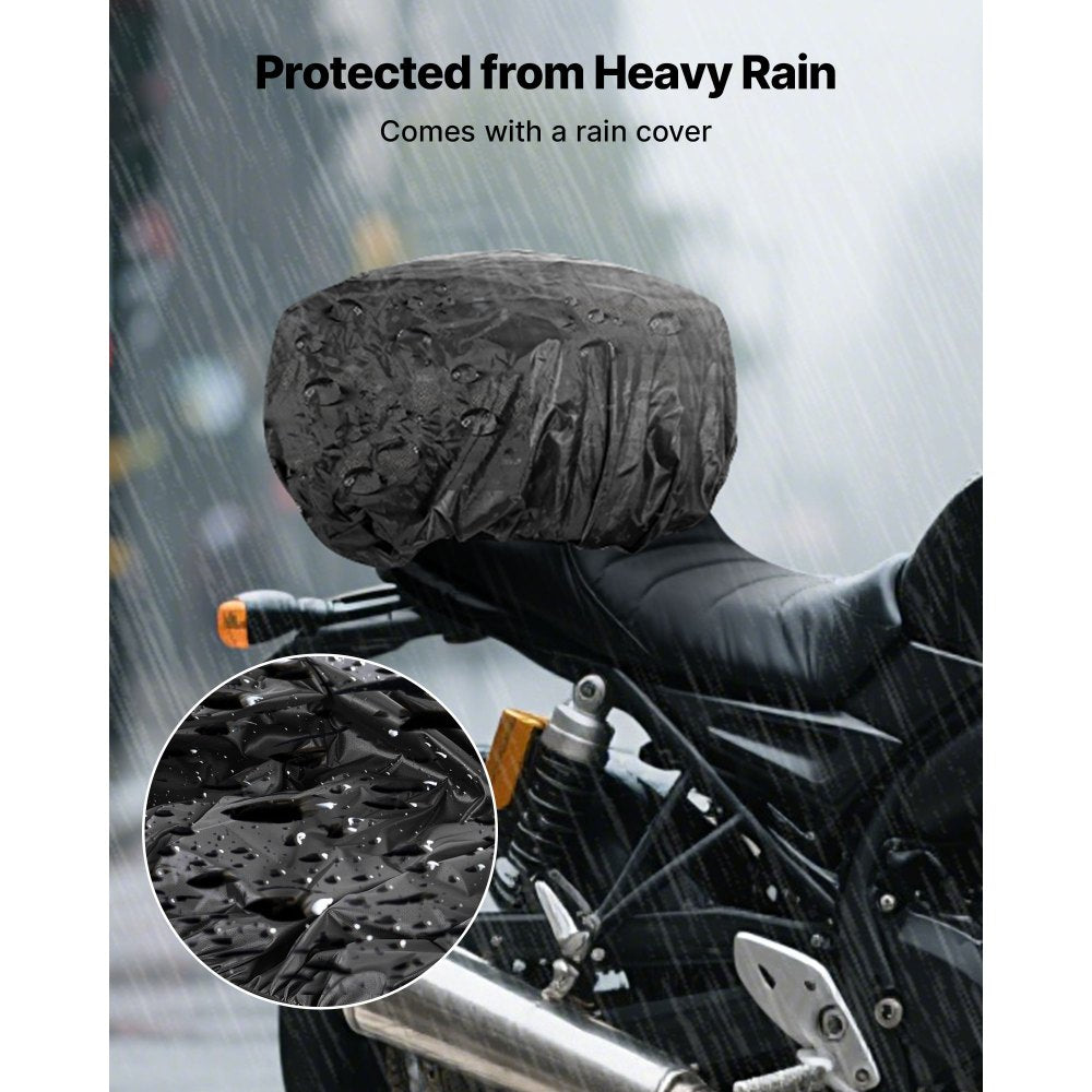 VEVOR Motorcycle Tail Bag, 22-34 L Expandable Motorcycle Rear Seat Bag with Waterproof Rain Cover, Outdoor Sports Motorbike Luggage Storage Backpack Handbag with Straps, Pocket & Elastic Cord, Black