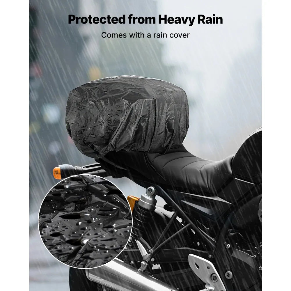 VEVOR Motorcycle Tail Bag, 40-60 L Expandable Motorcycle Rear Seat Bag with Waterproof Rain Cover, Foldable Outdoor Sports Motorbike Luggage Storage with Shoulder Straps, Pocket & Elastic Cord, Black