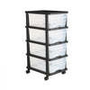 VEVOR Plastic Storage Drawers Cart, 4 Drawers Storage Organizer with Wheels, Rolling Closet Organization and Storage Dividers, Dresser Organizer Clear Bins for Office Supplies, Craft Rooms, Classrooms