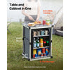 VEVOR Folding Camping Storage Cabinet, Outdoor Portable Aluminum Lightweight Table, Quick Set-up Compact Kitchen Cook Station, with 3 Shelves and Carry Bag, for Picnic, BBQ, Camping, RV Traveling