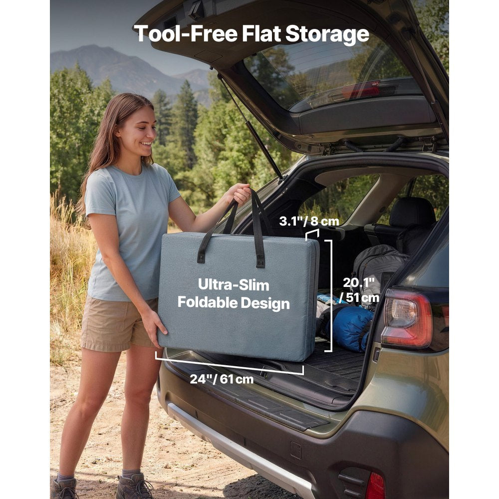 VEVOR Folding Camping Storage Cabinet, Outdoor Portable Aluminum Lightweight Table, Quick Set-up Compact Kitchen Cook Station, with 3 Shelves and Carry Bag, for Picnic, BBQ, Camping, RV Traveling