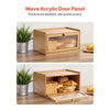 VEVOR Bread Box for Kitchen Counter, Large Capacity Bamboo Bread Storage Container, Farmhouse Wooden Breadbox Organizer for Homemade Bread, Storage Holder Bin with Acrylic Wavy Door Panel, Natural