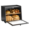 VEVOR Double Layer Bread Box for Kitchen Counter, Large Capacity Bamboo Bread Storage Container, Farmhouse Wooden Breadbox for Homemade Bread, Storage Holder Bin with Acrylic Wavy Door Panel, Black