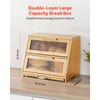 VEVOR Double Layer Bread Box for Kitchen Counter, Large Capacity Bamboo Bread Storage Container, Farmhouse Wooden Breadbox for Homemade Bread, Storage Holder Bin with Acrylic Wavy Door Panel, Natural