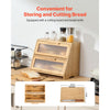 VEVOR Double Layer Bread Box for Kitchen Counter, Large Capacity Bamboo Bread Storage Container, Farmhouse Wooden Breadbox for Homemade Bread, Storage Holder Bin with Acrylic Wavy Door Panel, Natural