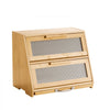 VEVOR Double Layer Bread Box for Kitchen Counter, Large Capacity Bamboo Bread Storage Container, Farmhouse Wooden Breadbox for Homemade Bread, Storage Holder Bin with Acrylic Wavy Door Panel, Natural