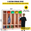 VEVOR Coat Locker, 5-Section Daycare Cubby Coat Rack 48x12x48 inch, Classroom Coat Locker and Backpack Hanger, with 5 Hooks and Storage Boxes, for Kindergarten & School, Natural
