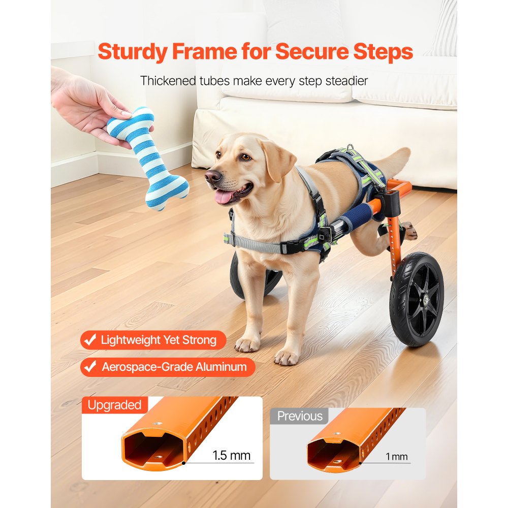 VEVOR Dog Wheelchair for Back Legs, Lightweight 2 Wheels Pet Wheelchair, Height, Width & Length Adjustable, Dog Cart with Shock-Absorbing Wheels, for Injured, Disabled Dogs 35-48 lbs, Medium