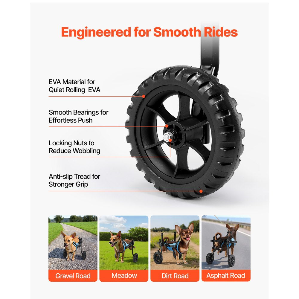 VEVOR Dog Wheelchair for Back Legs, Adjustable 2 Wheels Pet Wheelchair, Lightweight  Dog Cart with Shock-Absorbing Wheels, Mobility Support Wheel Chair for Disabled Injured Dogs up to 22lbs , X-Small