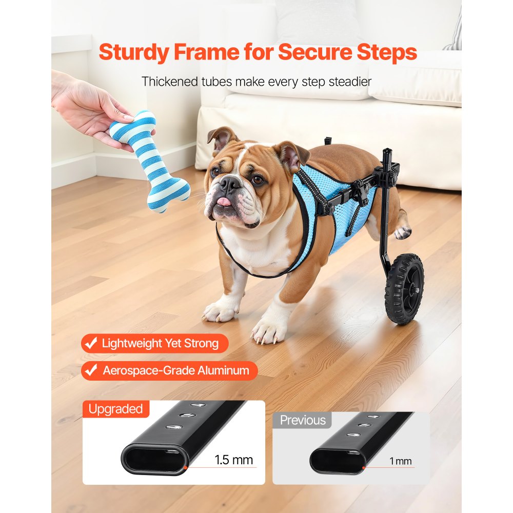 VEVOR Dog Wheelchair for Back Legs, Adjustable 2 Wheels Pet Wheelchair, Lightweight  Dog Cart with Shock-Absorbing Wheels, Mobility Support Wheel Chair for Disabled Injured Dogs up to 33lbs, Medium