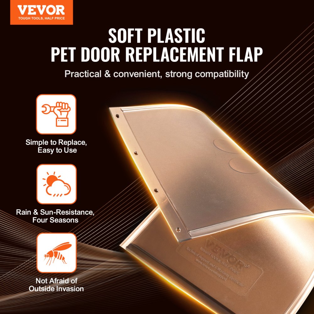 VEVOR Pet Door Replacement Flap, Compatible with VEVOR Flap Pet Doors, Measures 8.25" x 12.25" Longer Lasting, Weather-proof, Thickened PVC Dog Door Replacement Flap with Long Magnetic Strip (Medium)