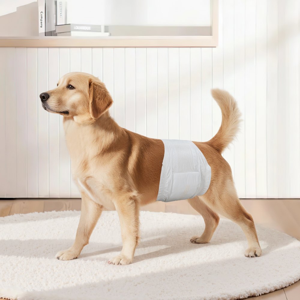 VEVOR Disposable Male Dog Diapers, Super Absorbent Male Dog Wraps, 360 ° Leak-Proof Belly Bands with Wetness Indicator for Doggies in Heat, Training, Incontinence - M, 96 Count (2 Packs of 48)
