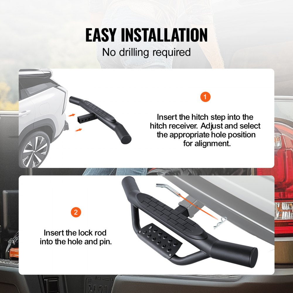 VEVOR Hitch Step for 2 Inch Receiver, Strong Steel Construction with 350 LBS Load Capacity, Rear Bumper Guard Protector with Pin Lock, Universal Fit for Truck, SUV, Pickup, Trailer