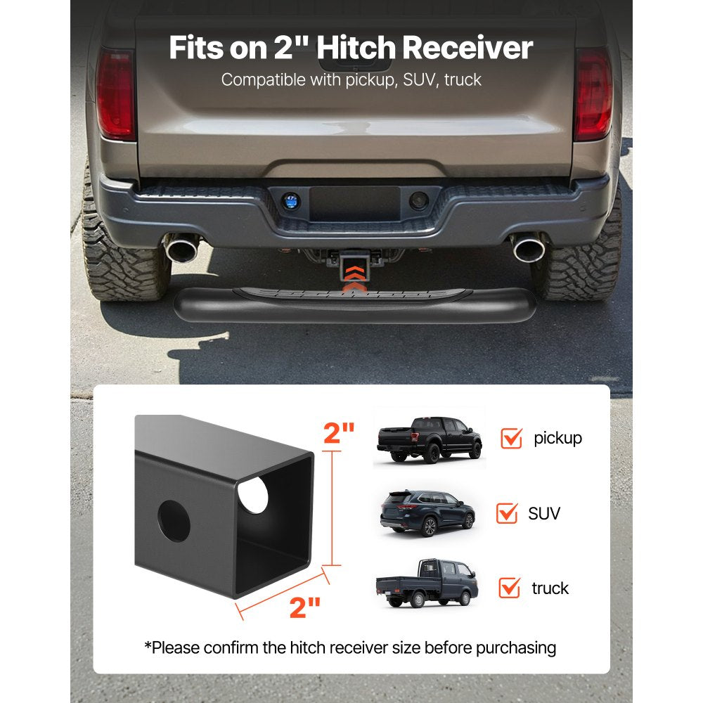 VEVOR Hitch Step for 2 Inch Receiver, Universal Rear Bumper Guard Protector with 350 LBS Load Capacity, Non-Slip Tow Hitch Step with Pin Kit and Stabilizer, Fit for Truck, SUV, Pickup, Trailer