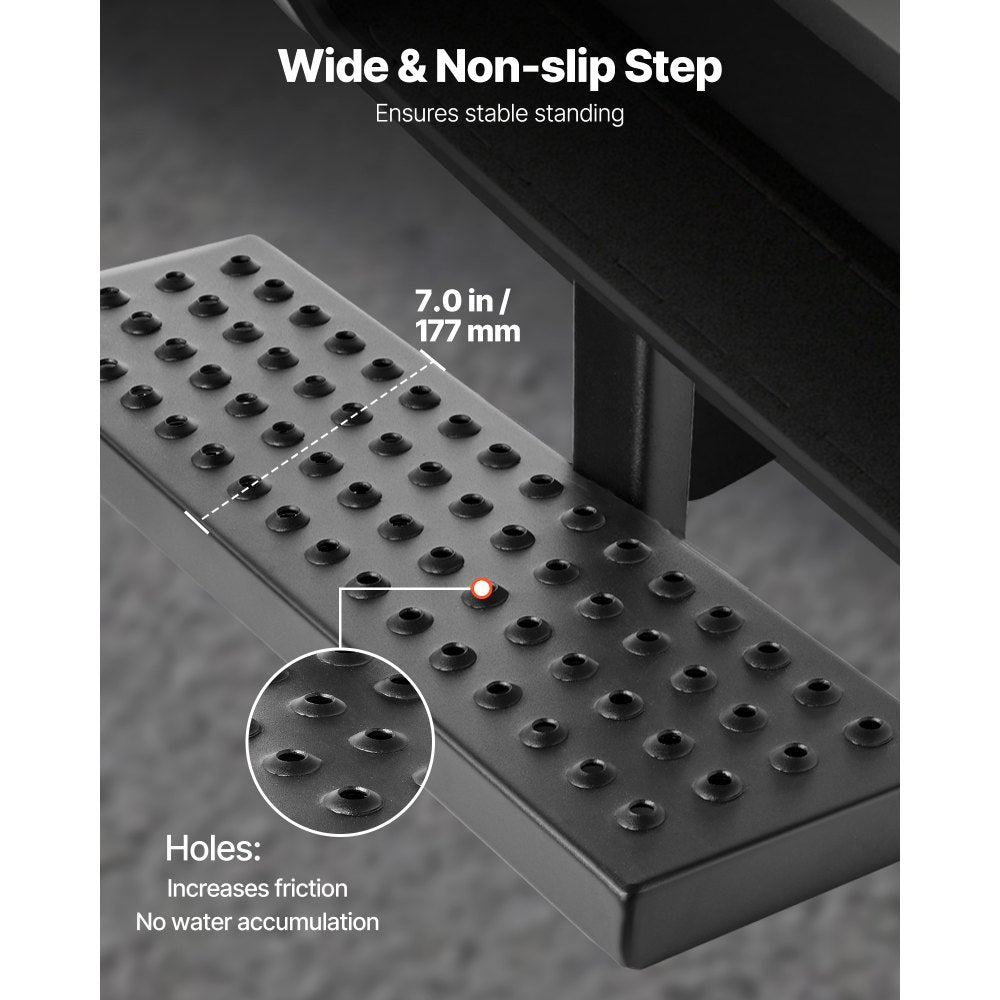 VEVOR Hitch Step for 2 Inch Receiver, Universal Rear Bumper Guard Protector with 350 LBS Load Capacity, Wide & Non-Slip Tow Hitch Step with Pin Kit and Stabilizer, Fit for Pickup, Trailer, Truck, SUV