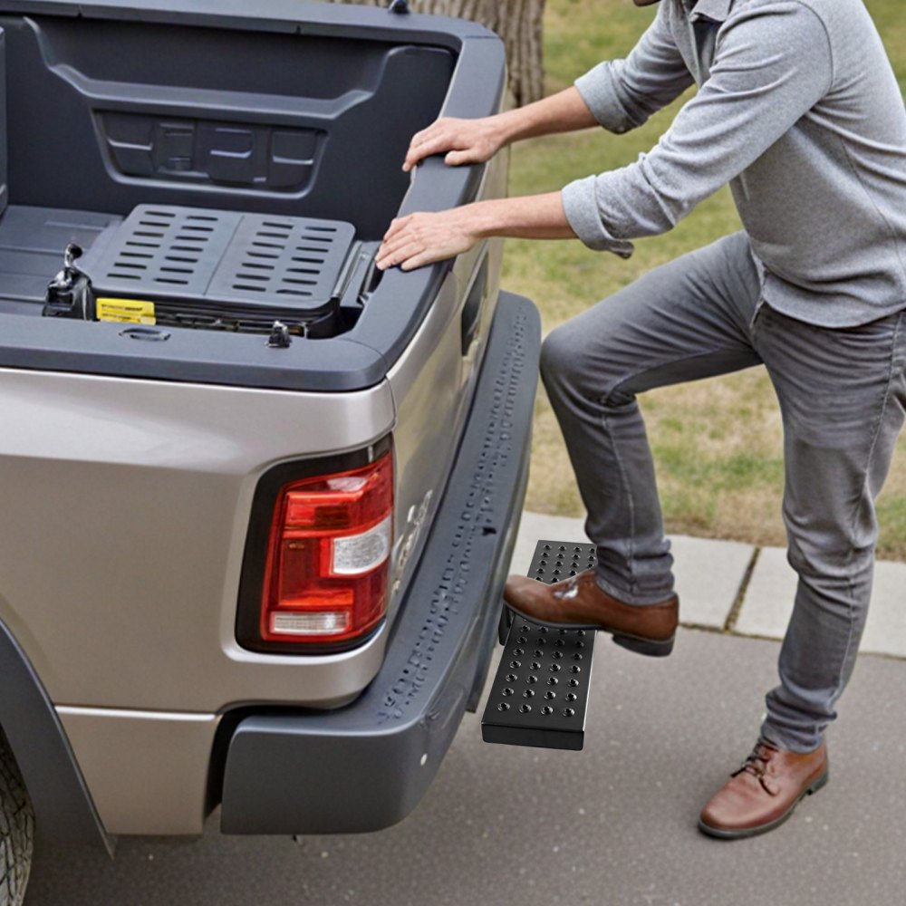 VEVOR Hitch Step for 2 Inch Receiver, Universal Rear Bumper Guard Protector with 350 LBS Load Capacity, Wide & Non-Slip Tow Hitch Step with Pin Kit and Stabilizer, Fit for Pickup, Trailer, Truck, SUV
