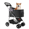 VEVOR Pet Stroller, 35 lbs Weight Capacity, Foldable Dog Stroller Cart, 4 Wheels Cats Pram with Detachable Carrier & Mesh Windows, Portable Animal Carrier with Brake for Small to Medium Pets
