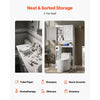 VEVOR Over The Toilet Storage Cabinet, 67.44 in Height Bathroom Storage Organizer with Double Door and Adjustable Shelf, Bathroom Space Saver Organizer Above Toilet with Open Shelf, White