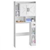 VEVOR Over The Toilet Storage Cabinet, 66.14 in Height Bathroom Storage Organizer with Double Door and Adjustable Shelf, Bathroom Space Saver Organizer Above Toilet with Open Shelf, White