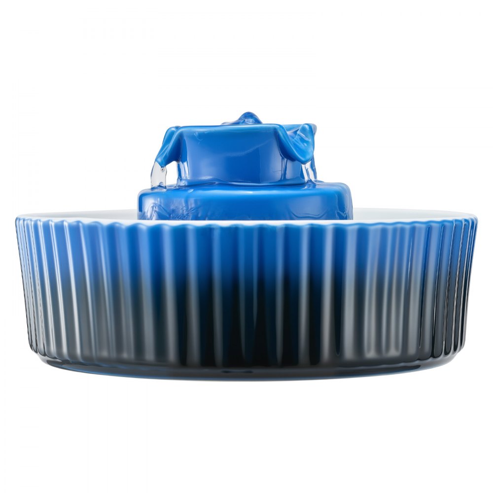 VEVOR Ceramic Cat Water Fountain, 2.1L/71oz Cupcake Pet Fountain, Porcelain Cat Water Dispenser with Ultra-Quiet Pump, 360° Drinking Area and Multi-Layer Filtration System, for Cats and Dogs (Blue)