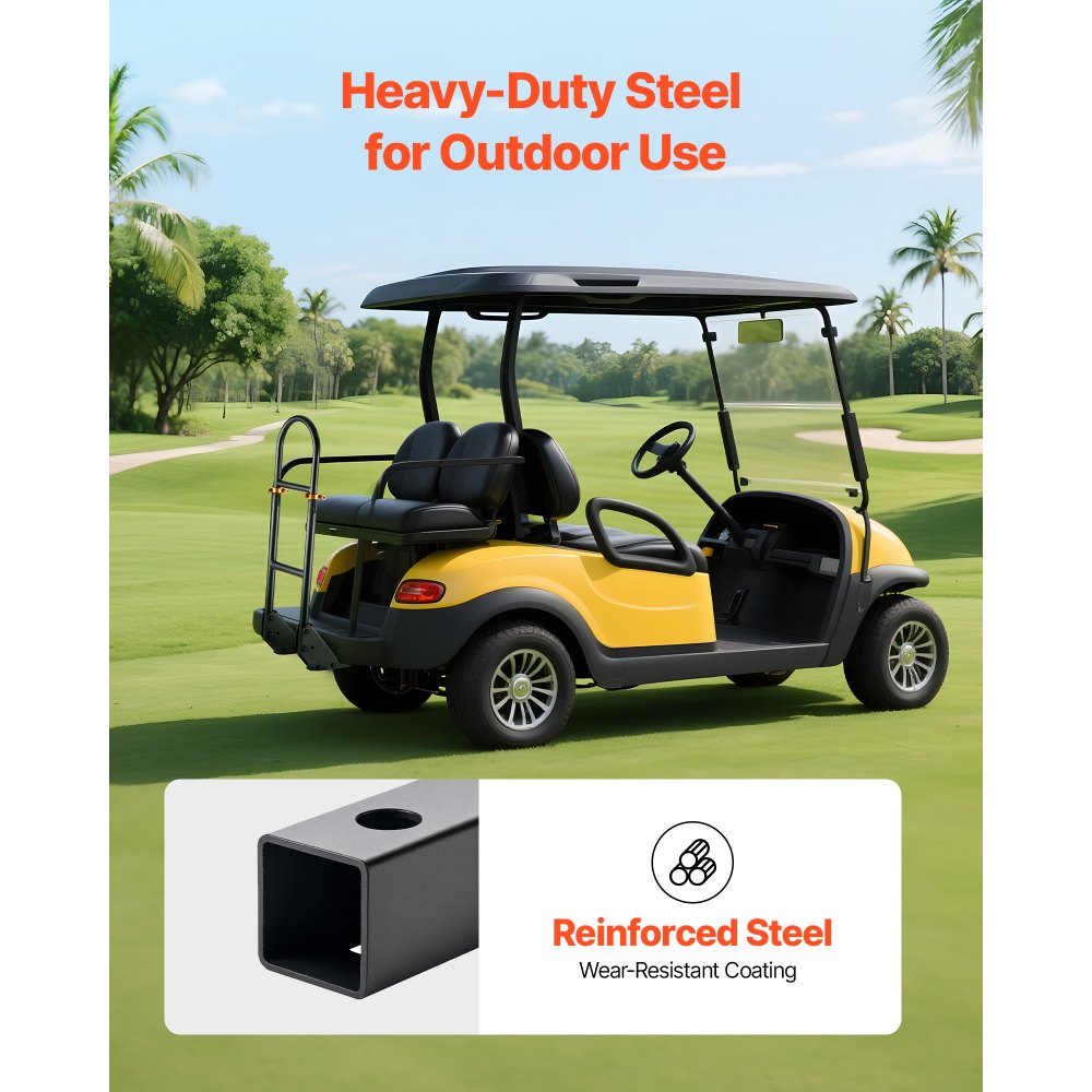 VEVOR Golf Cart Grab Bar, 17.7 x 9.3 x 35.6 Inch, Compatible with Most Golf Carts with Metal Footplates, No Modification Needed, 27.5 to 33.5 Inch Height Adjustable Carbon Steel Rear Seat Grab Bar
