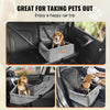 VEVOR Dog Car Seat, Dog Booster Seat for Car with A Storage Pocket, Clip-On Safety Leash, Sponge and PP Cotton Filling, Dog Car Bed for Small & Medium Dog up to 40lbs, Gray