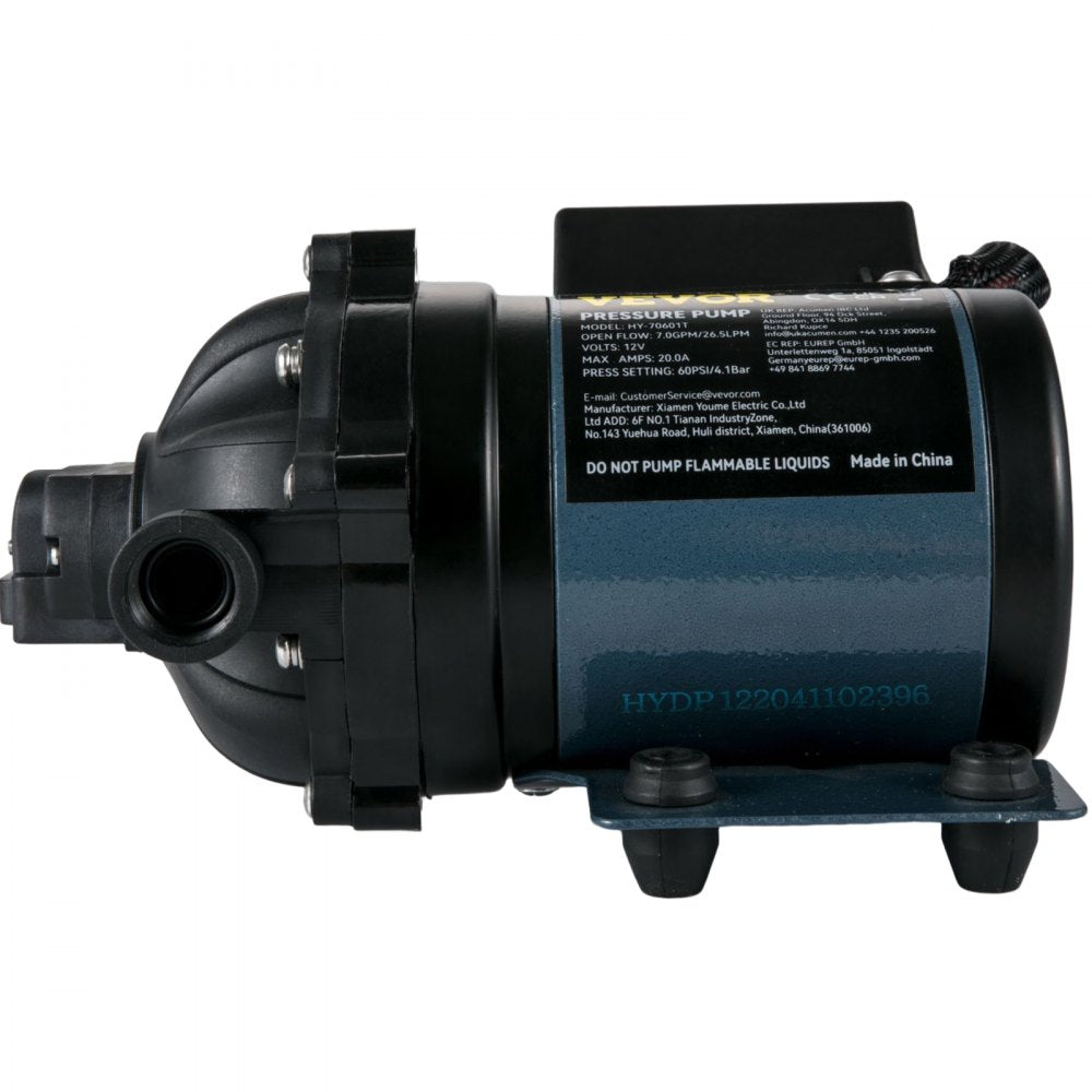 VEVOR Washdown Pump, 12V DC, 7 GPM 60 PSI, Max. 10 FT Lift Self Priming Water Pump, with EPDM Valve, Universal Salt Water Strainer & Female/Male Thread, for RV, Marine Deck, Yacht