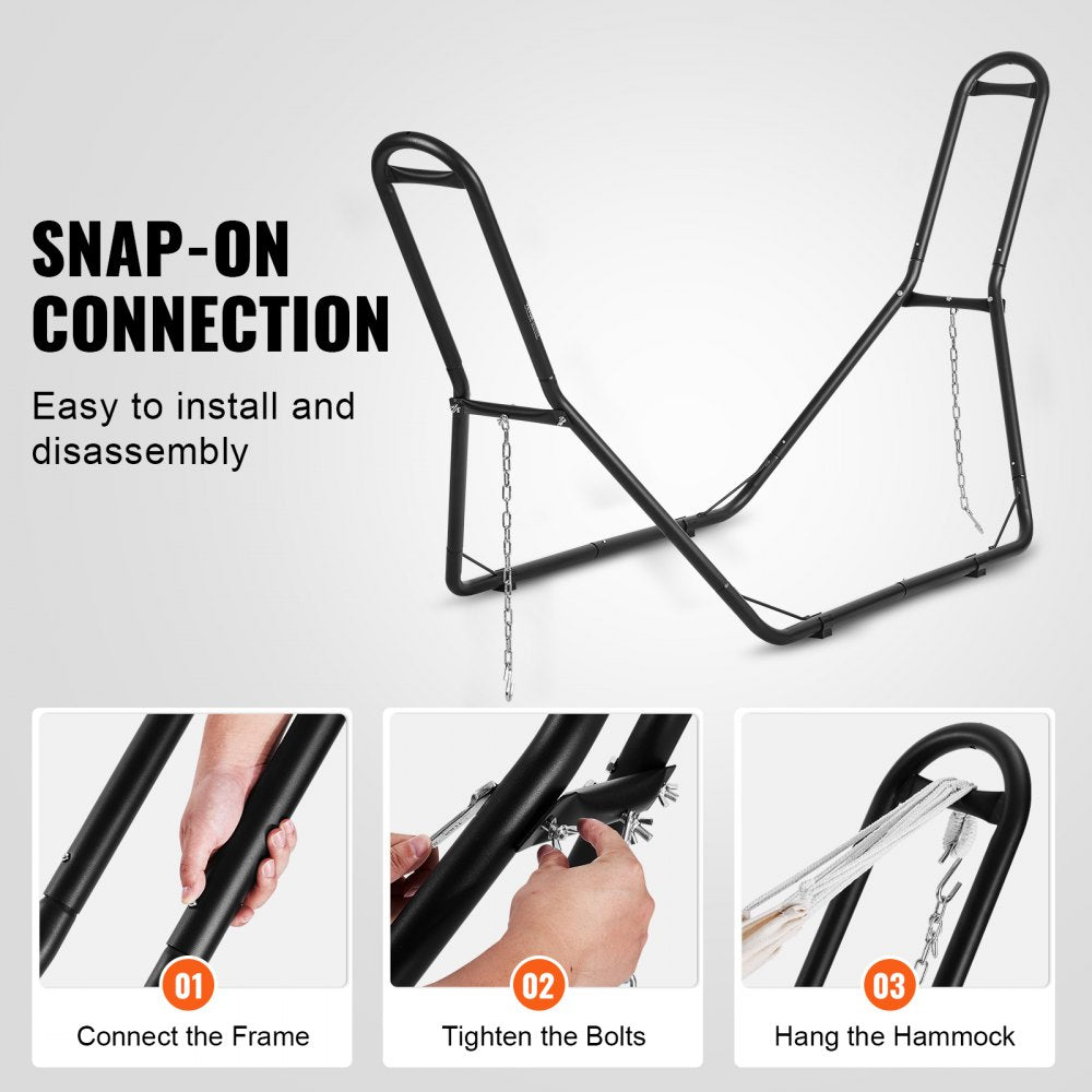 VEVOR Universal 2 Person Hammock Stand, Adjustable Heavy Duty 450 lbs Capacity Hammock Stand Fits 6.9-12.8 ft Hammocks for Outdoor and Indoor Portable Hammock Stand with Chain, Hook, and Carrying Bag