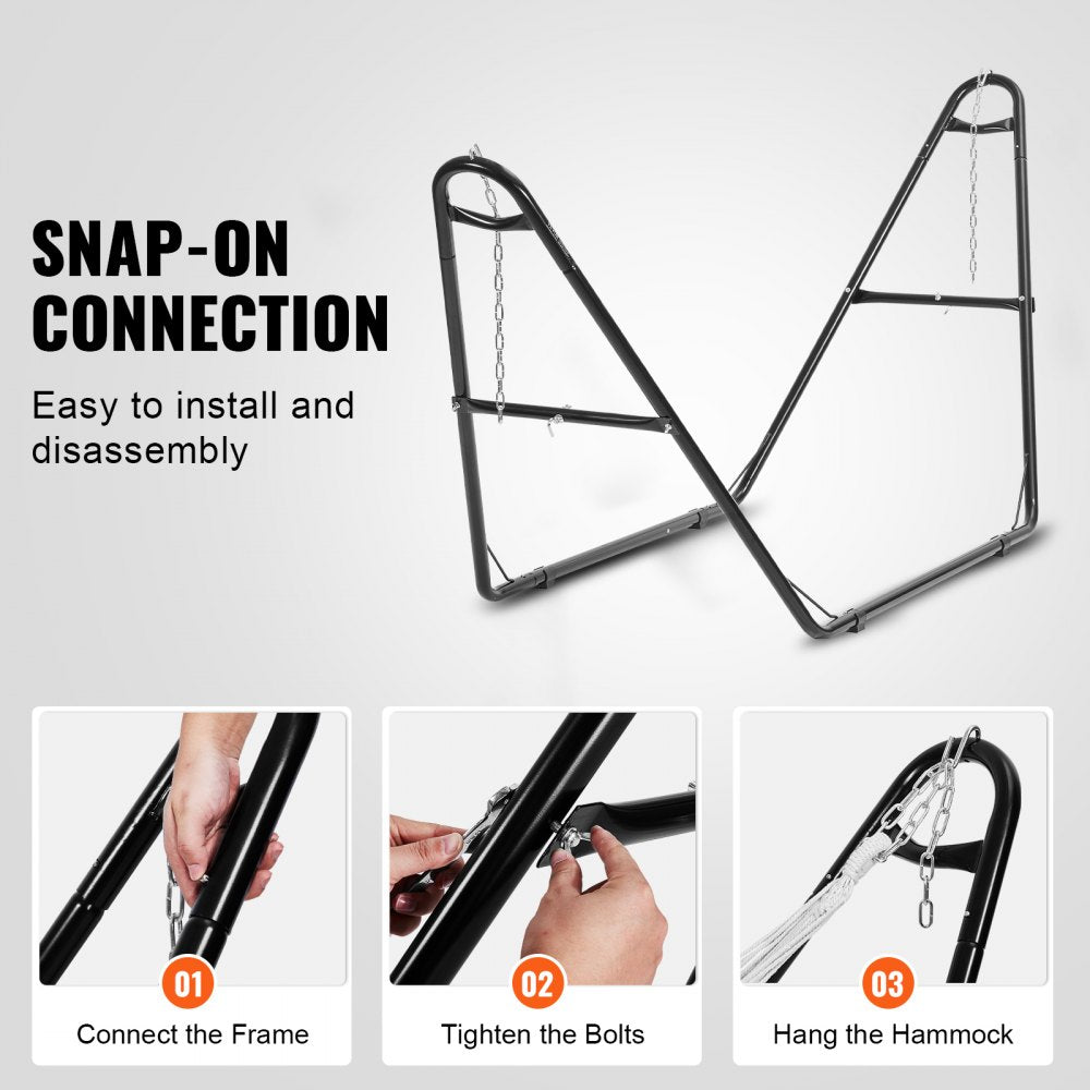 VEVOR Universal 2 Person Hammock Stand, Adjustable Heavy Duty 550 lbs Capacity Hammock Stand Fits 7.5-13.5 ft Hammocks for Outdoor and Indoor Portable Hammock Stand with Chain, Hook, and Carrying Bag