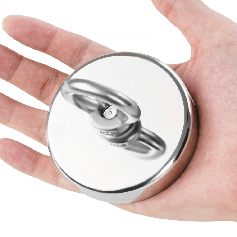 VEVOR Fishing Magnet, 700 LBS/318 Kg Pulling Force Super Strong Neodymium Fishing Magnet, Rare Earth Magnet with Handle Diameter 2.36 in/60 mm for Retrieving in River, Magnetic Fishing, Heavy Hanging