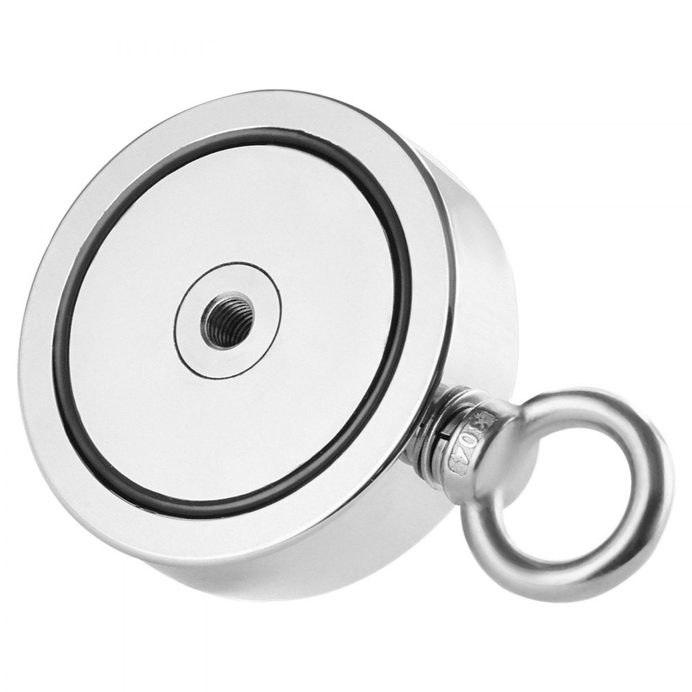 VEVOR Magnet Fishing Kit, 1000 LBS/454 Kg Double-Sided Pulling Force Strong Magnet Fishing Kit, Rare Earth Neodymium Magnetic Fishing Kit Includes Grappling Hook, Heavy Duty Rope, Gloves and Eyebolt