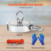 VEVOR Magnet Fishing Kit, 2000 LBS/907 Kg Double-Sided Pulling Force Strong Magnet Fishing Kit, Rare Earth Neodymium Magnetic Fishing Kit Includes Grappling Hook, Heavy Duty Rope, Gloves and Eyebolt