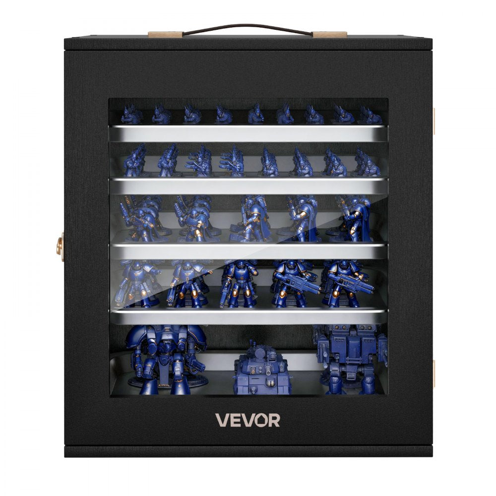 VEVOR Miniatures Storage Case, Warhammer Carrying Case Fits for 2500-3500 Scale Models, Wooden Miniatures Display Holder with 5 Tray & 13 Slots, Miniature Case for Collectible (Minis Not Included)