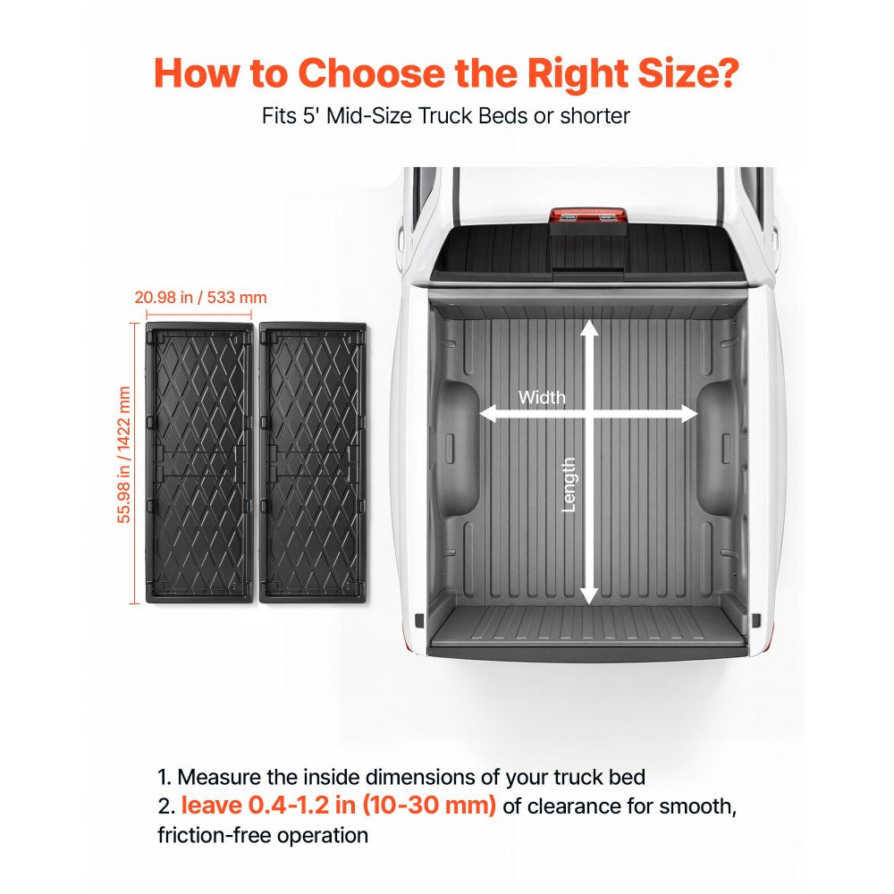 VEVOR Slide-Out Truck Bed Cargo Tray 500 lbs Capacity Fits 5'&Shorter Beds, Heavy-Duty Bed Slide, for Mid-Size Pickup Trucks, Durable HDPE Material, Easy Tailgate Access, Sliding Storage Organizer