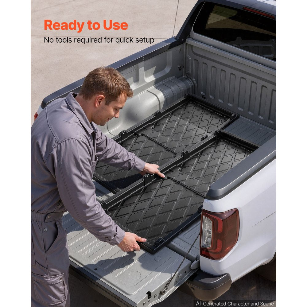 VEVOR Slide-Out Truck Bed Cargo Tray 500 lbs Capacity Fits 5'&Shorter Beds, Heavy-Duty Bed Slide, for Mid-Size Pickup Trucks, Durable HDPE Material, Easy Tailgate Access, Sliding Storage Organizer