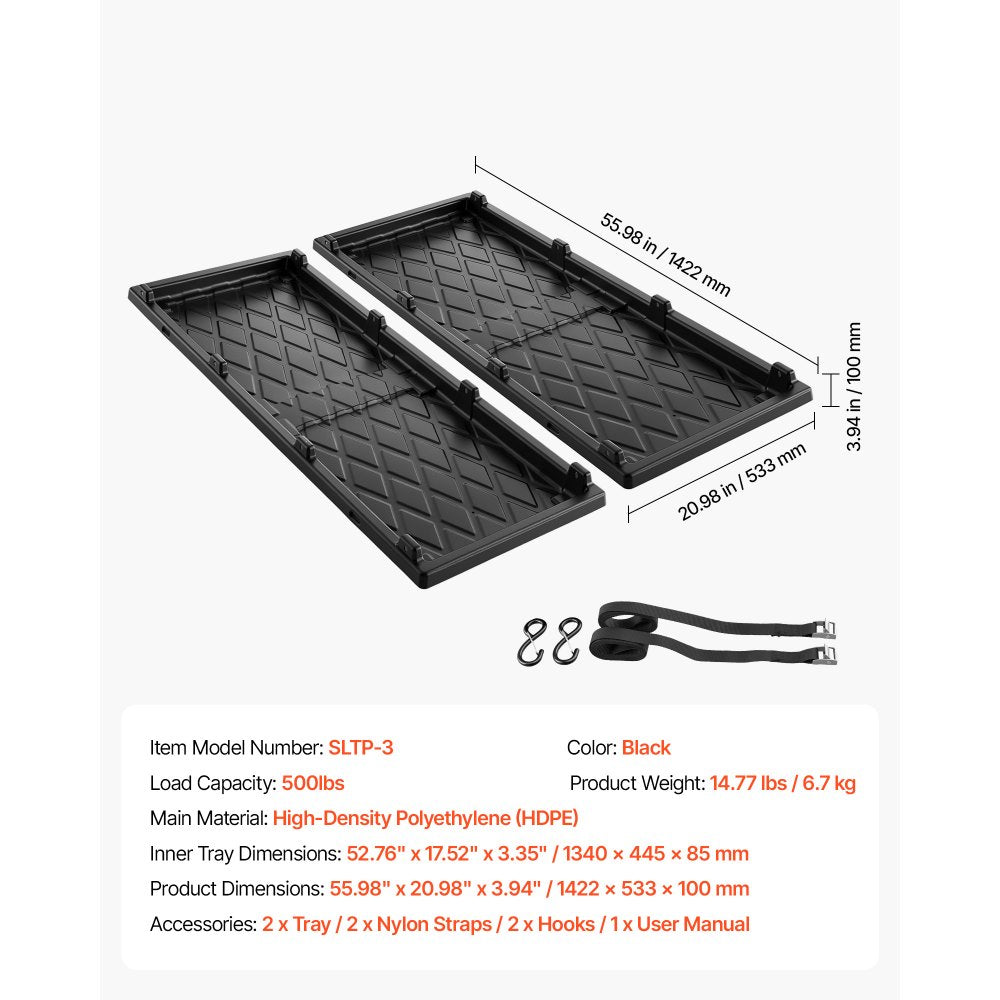 VEVOR Slide-Out Truck Bed Cargo Tray 500 lbs Capacity Fits 5'&Shorter Beds, Heavy-Duty Bed Slide, for Mid-Size Pickup Trucks, Durable HDPE Material, Easy Tailgate Access, Sliding Storage Organizer