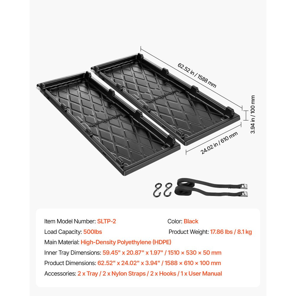 VEVOR Slide-Out Truck Bed Cargo Tray 500 lbs Capacity Fits 5'7" Beds&Longer, Heavy-Duty Bed Slide, for Full-Size Pickup Trucks, Durable HDPE Material, Easy Tailgate Access, Sliding Storage Organizer