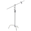 VEVOR C Stand with Boom Arm, Max Height 10.83 ft/330 cm, Stainless Steel Heavy Duty Photography Light Stand with 4.8-9.8 ft Adjustable Height, 2 Grip Head for Studio Monolight, Softbox, Reflector
