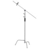VEVOR C Stand with Boom Arm, Max Height 10.83 ft/330 cm, Stainless Steel Heavy Duty Photography Light Stand with 4.8-9.8 ft Adjustable Height, 2 Grip Head for Studio Monolight, Softbox, Reflector