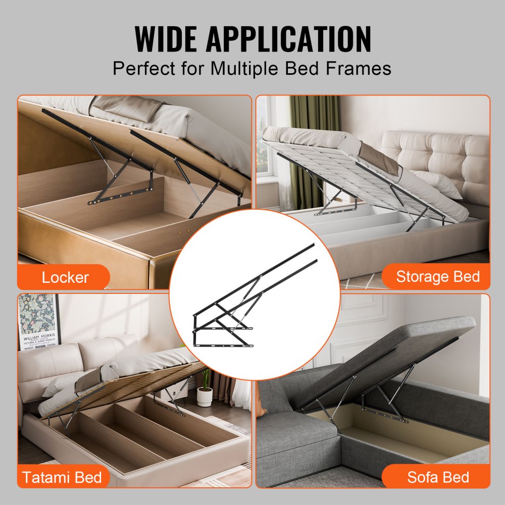 VEVOR Bed Lift, 59x79 in Compatible Extra-large Size 309 lbs Load Bearing, DIY Wall Bed Mechanical Hardware Kit Vertical Deluxe, Pneumatic Lever Heavy Duty Support, Folding for Guestroom